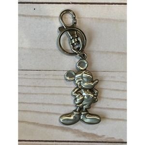Mickey Mouse Keychain Silver Tone Metal Sculpted Souvenir Key ring